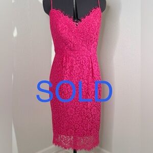 NWT J Crew Hot Pink Lace Tailored Slip Dress Women’s Sz 2